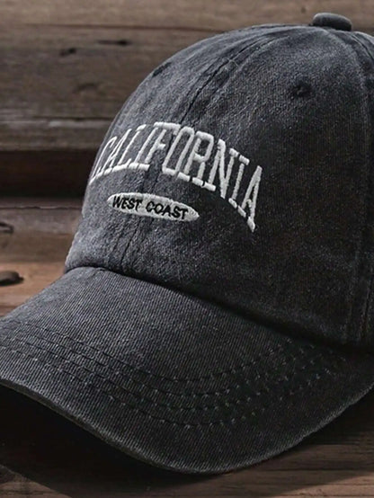 Vintage Embroidered Letter Wide Brim Baseball Cap