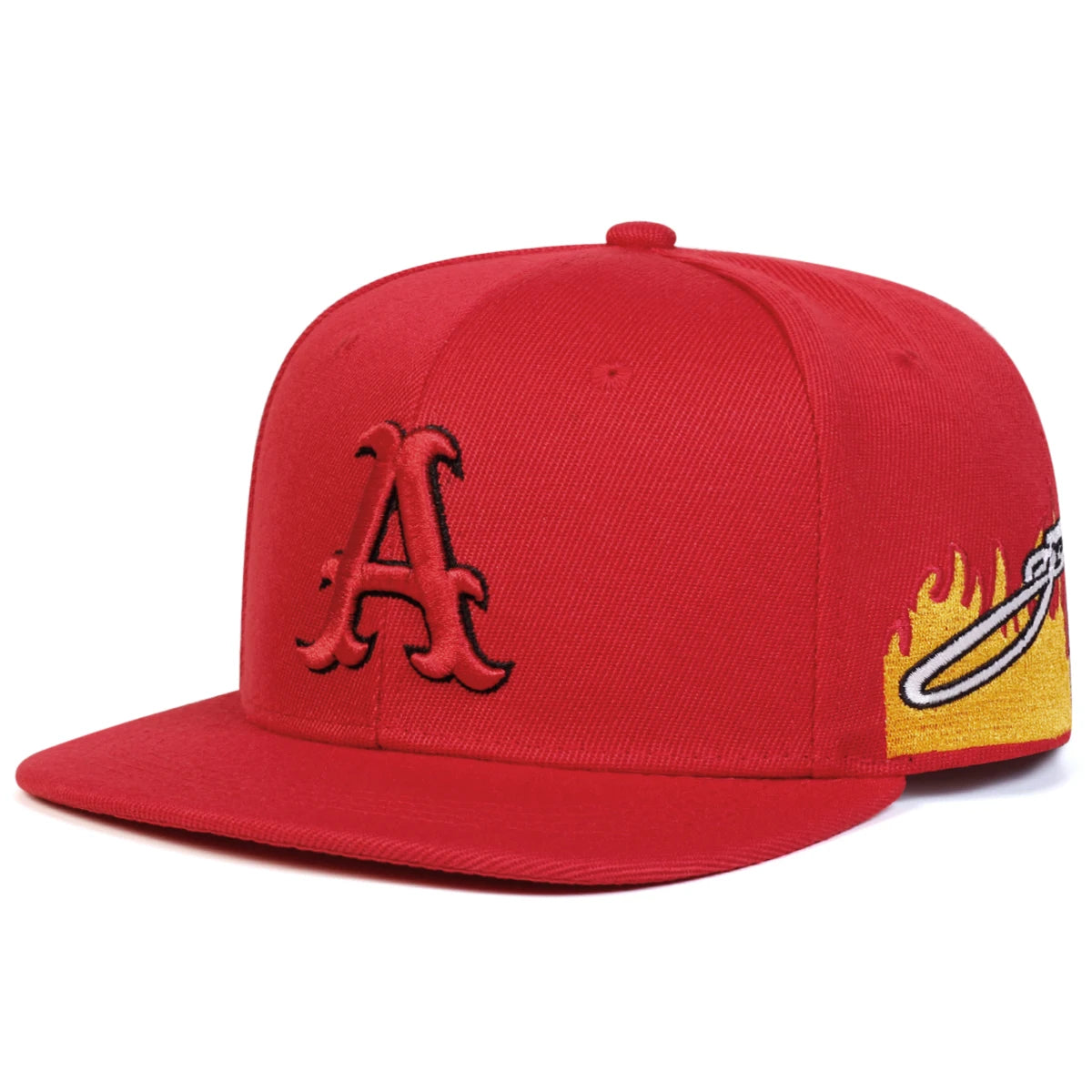 Unisex A Letter Flame Embroidery Hip-hop Hats Snapback Caps