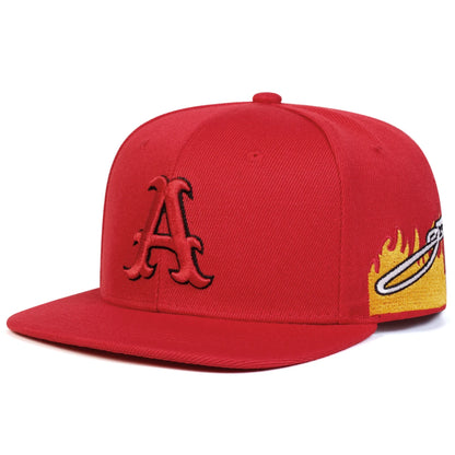 Unisex A Letter Flame Embroidery Hip-hop Hats Snapback Caps