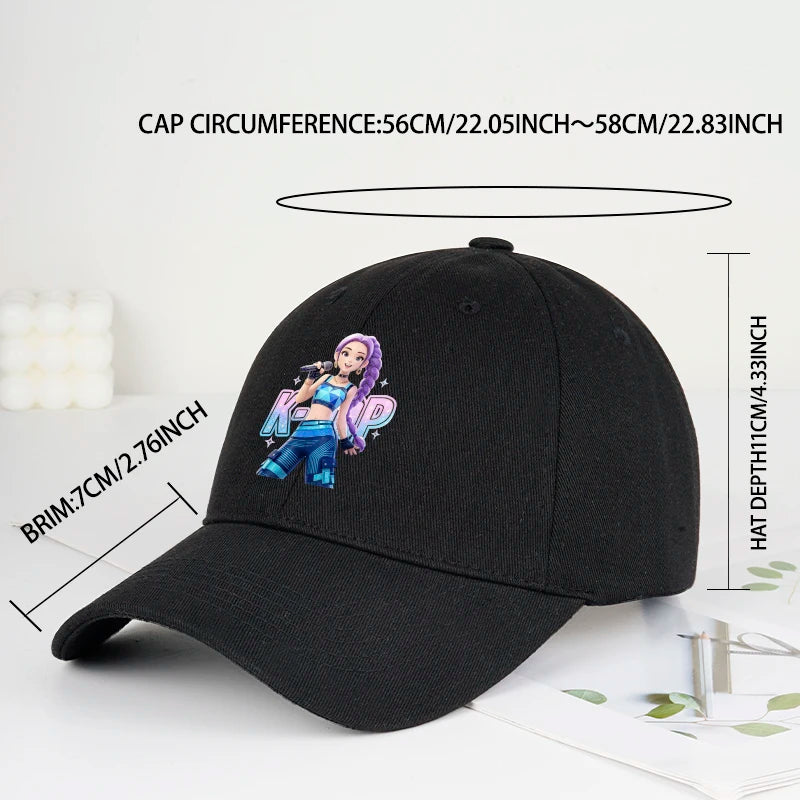 K-POP Purple Hair Idol Cartoon Print Baseball Cap