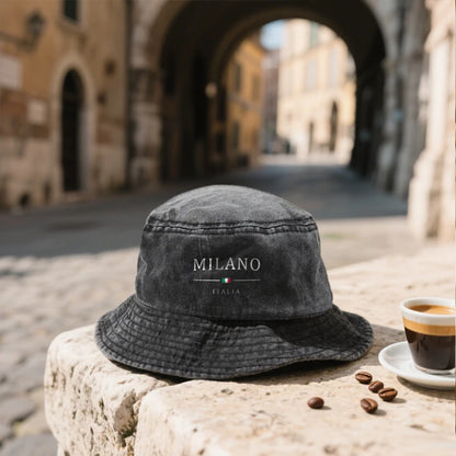 Cotton Washed Bucket Hat Milano Design Vintage Distressed Fisherman Cap Retro