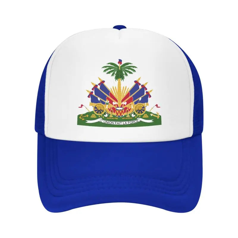 Haitian Flag Printed Mesh Baseball Cap