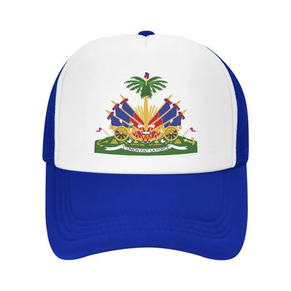 Haitian Flag Printed Mesh Baseball Cap