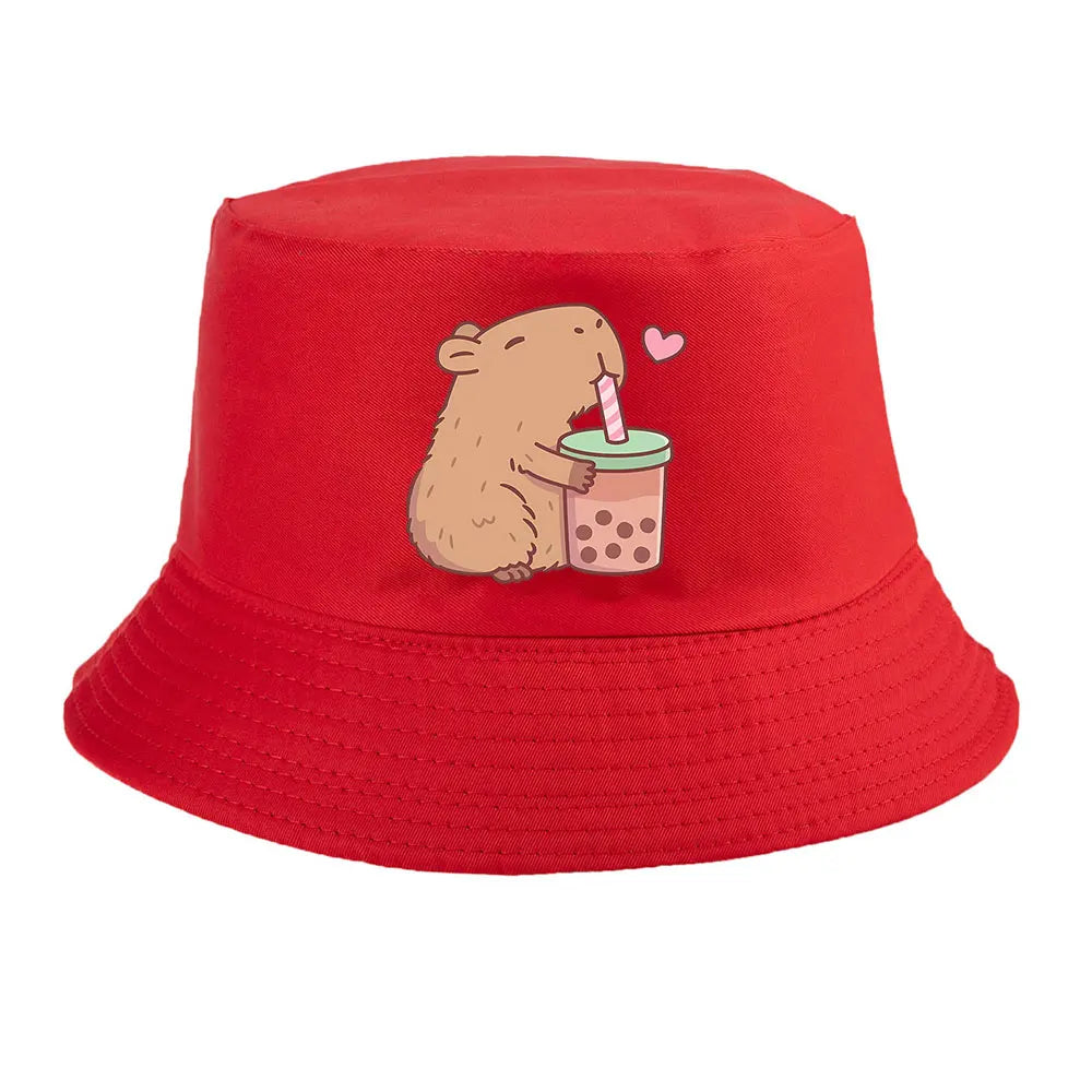 Summer Spring Ladies Cotton Korean Casual Outdoor Sunprotection Capybara Bucket Hat For Men Women