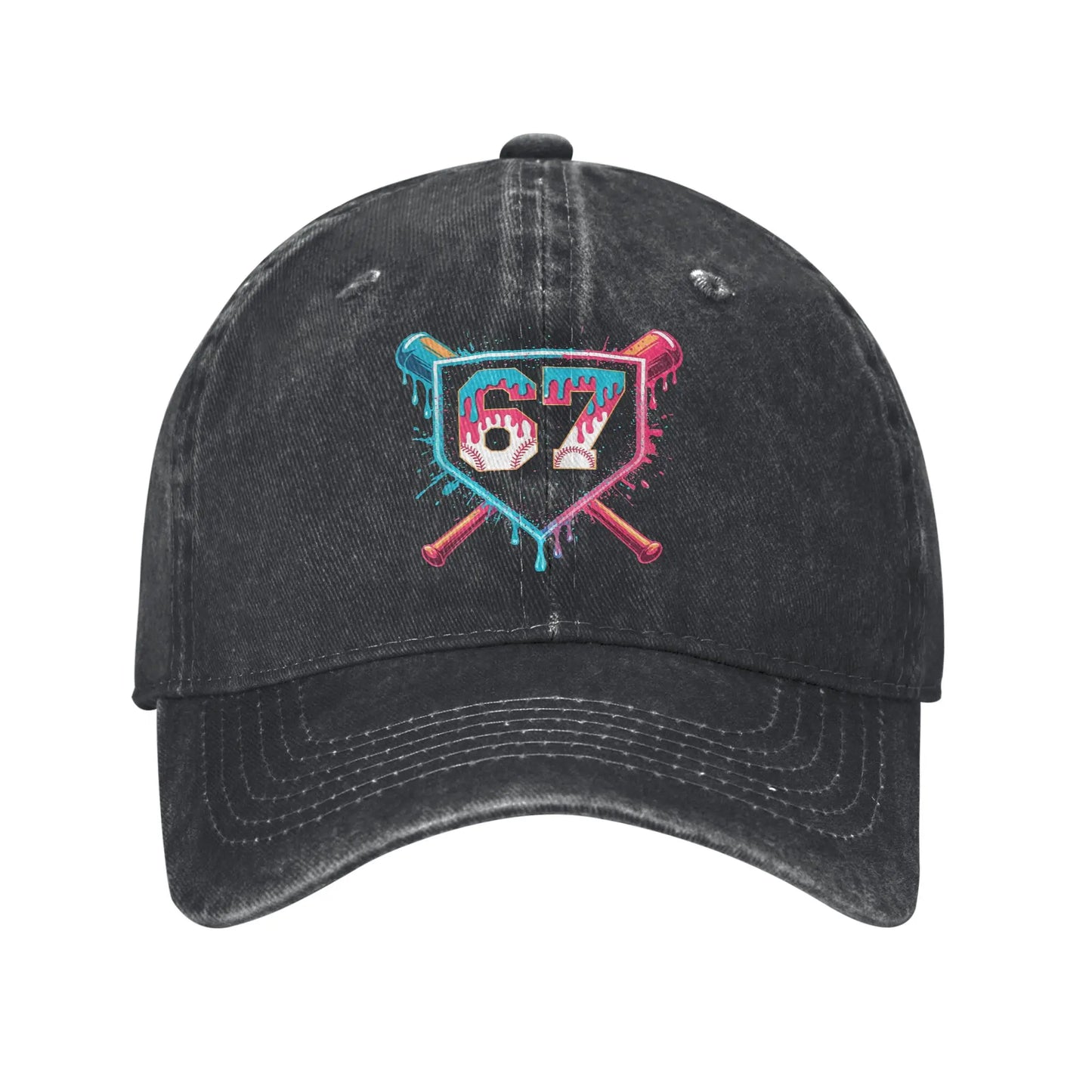 67 Ice Cream Drip Meme Funny Six Seven Gen Alpha Slang Baseball Cap