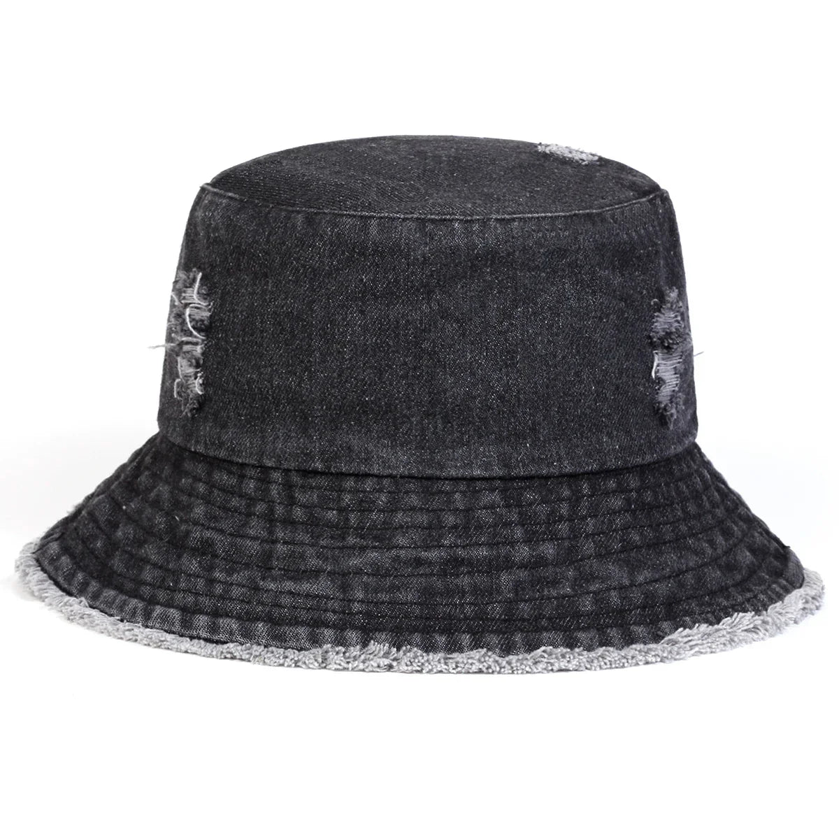 Unisex Solid Color Distressed Cowboy Bucket Hats