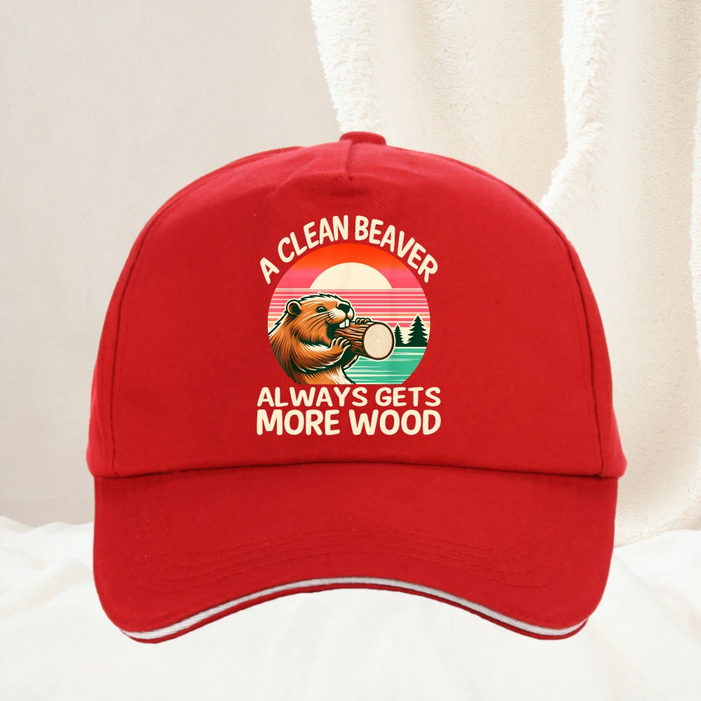 A Clean Beaver Always Gets More Wood Funny Adult Joke Graphic Baseball Cap