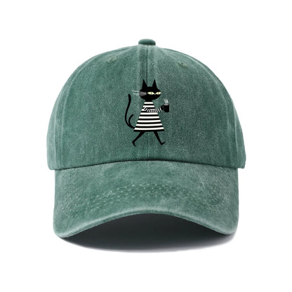 Minimal Black Cat Baseball Cap