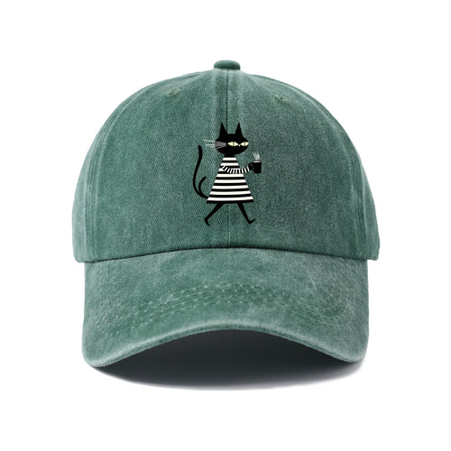 Minimal Black Cat Baseball Cap