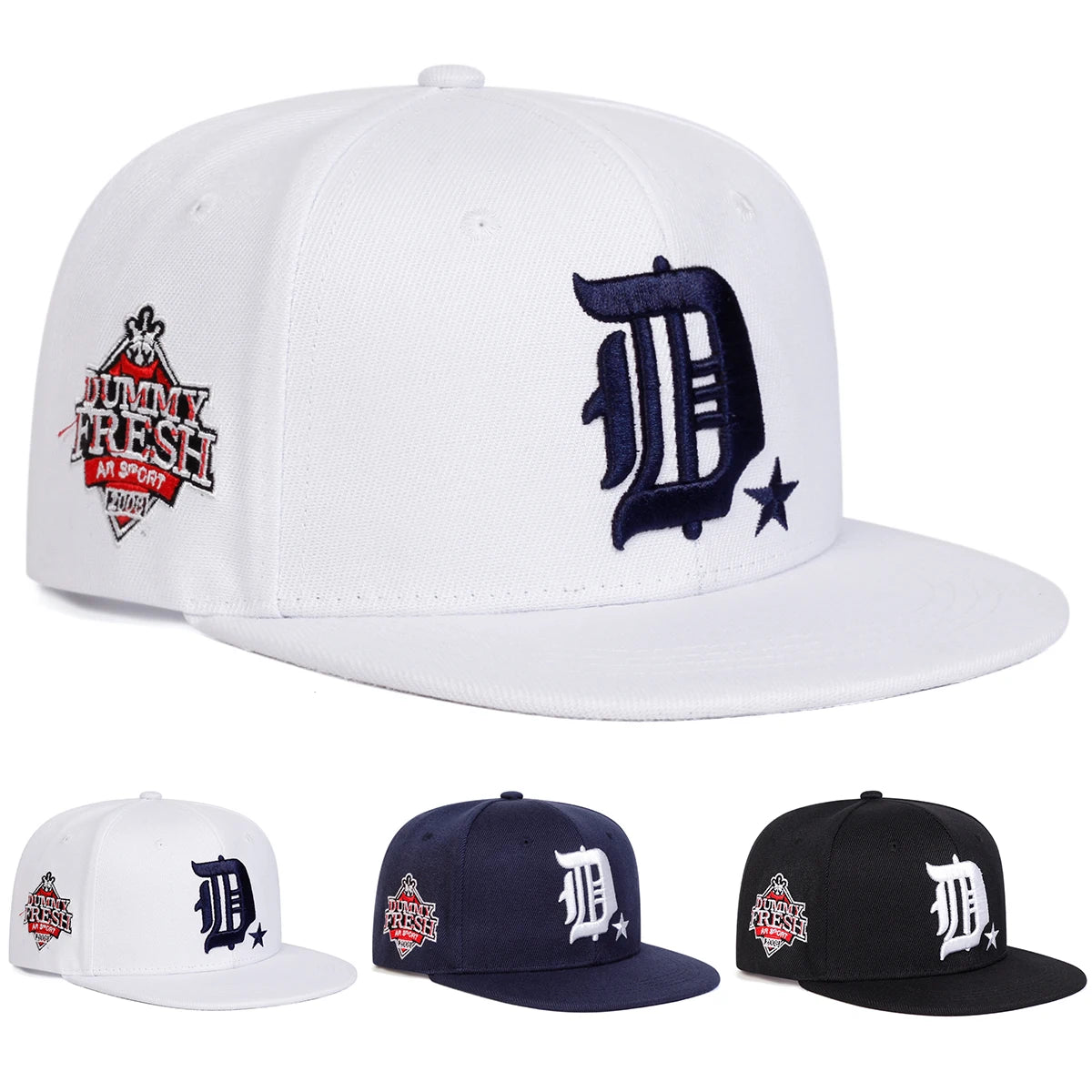 Unisex D Letter Side DUMMY FRESH Embroidery Hip-Hop Hats Snapback Caps Baseball Caps
