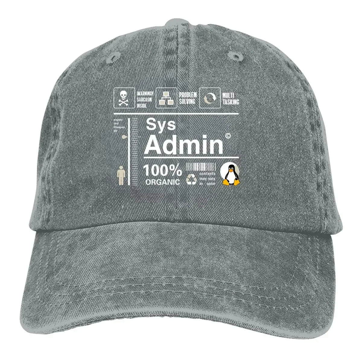 Linux Kit Infographic Sys Admin Penguin Baseball Cap Men Hats Women
