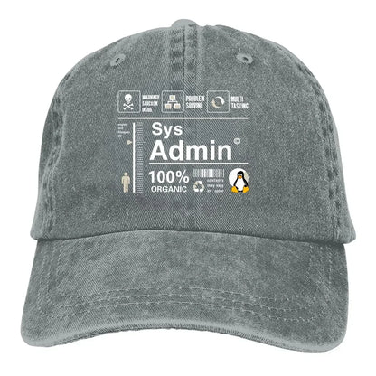 Linux Kit Infographic Sys Admin Penguin Baseball Cap Men Hats Women