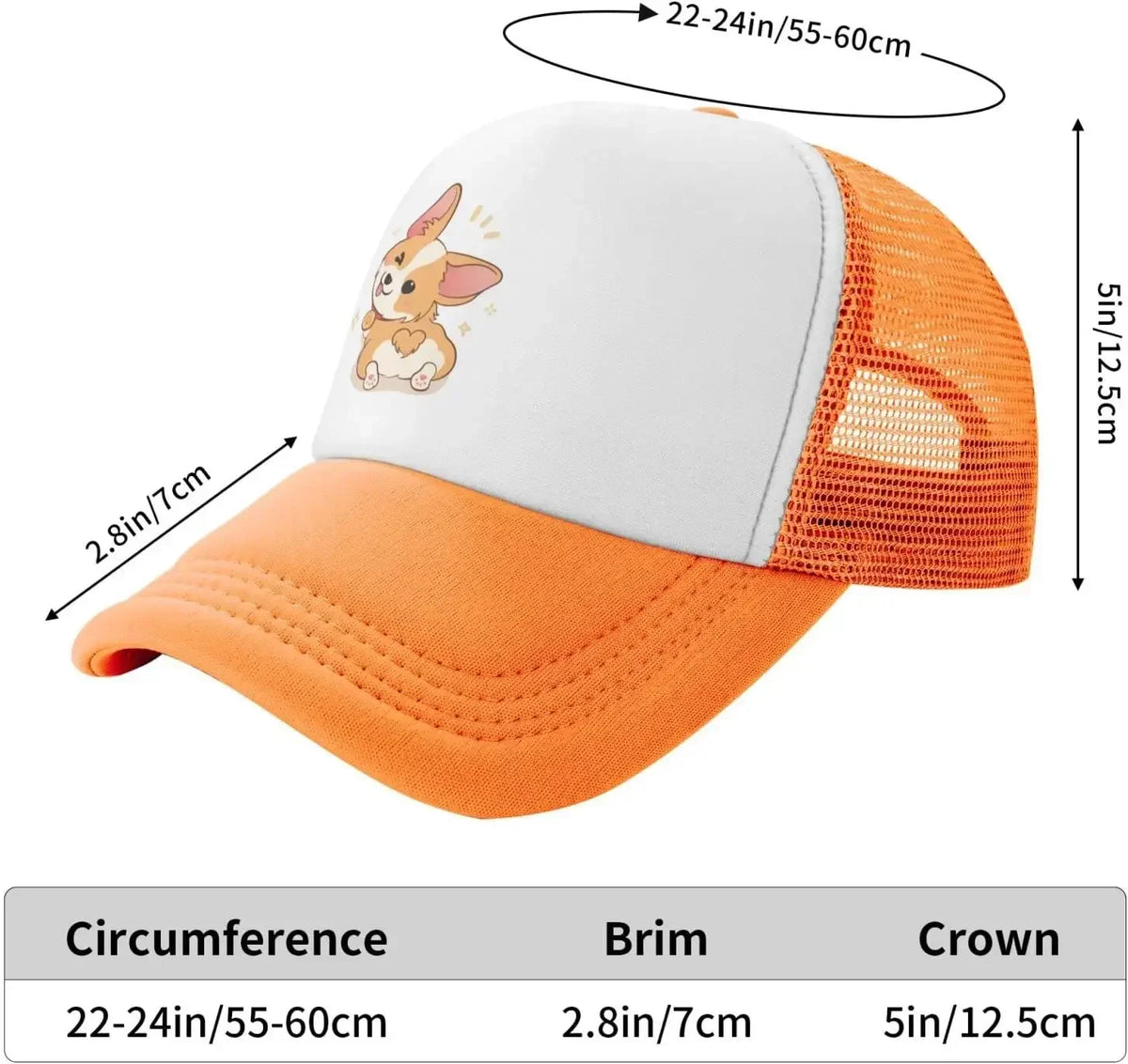 New Mesh Dad Hat Adjustable Washed Cute Corgi Cartoon Baseball Cap