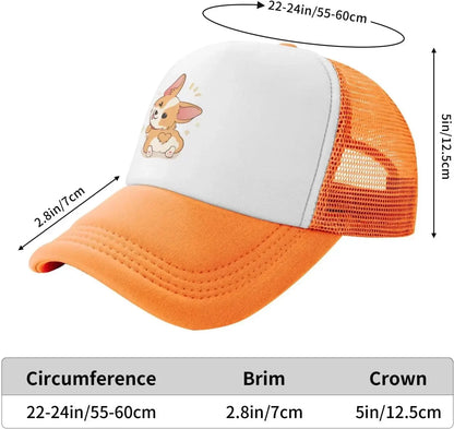 New Mesh Dad Hat Adjustable Washed Cute Corgi Cartoon Baseball Cap