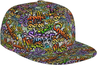 Funny Graffiti Adjustable Snapback Hat for Men Women Unisex Hip Hop Baseball Cap
