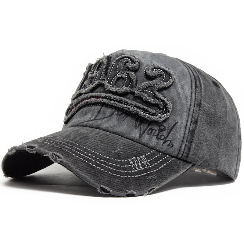 Fashion Vintage Washed Cotton Baseball Cap Men Digit 1962 Embroidery Snapback Spring Autumn Women