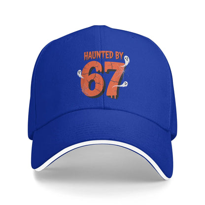 Haunted By 67 Halloween Funny 67 Meme Six Seven Ghost Baseball Cap