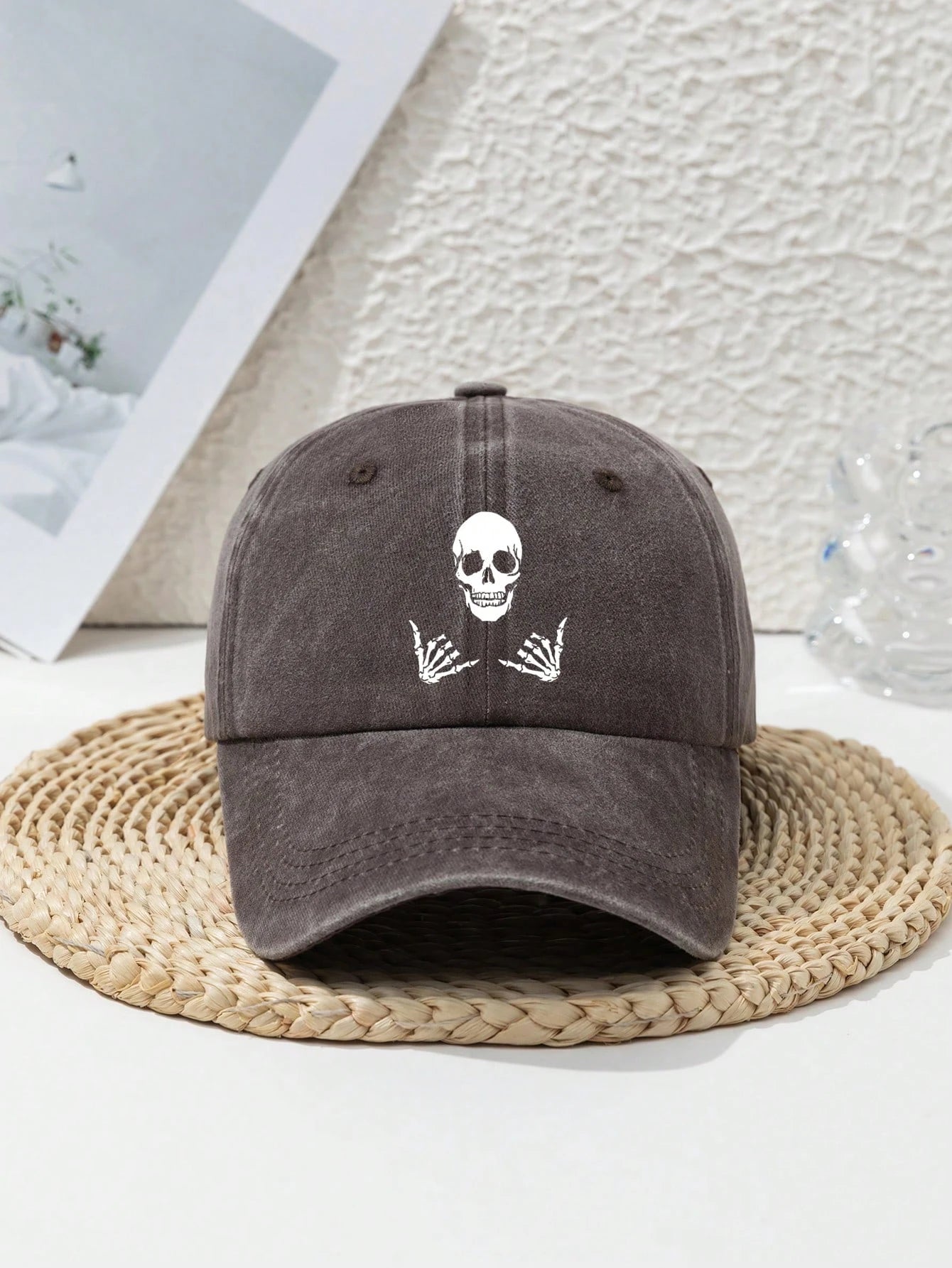 Skull Print Baseball Cap For Men And Women