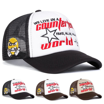 Unisex Pentagram Star World Embroidery Baseball Cap
