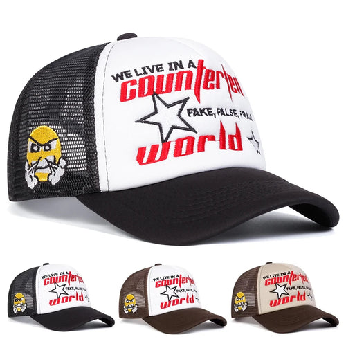 Unisex Pentagram Star World Embroidery Baseball Cap