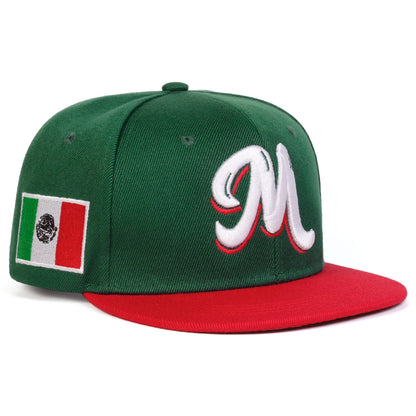 Unisex M Embroidery Side Mexican Flag Hip Hop Net Hats