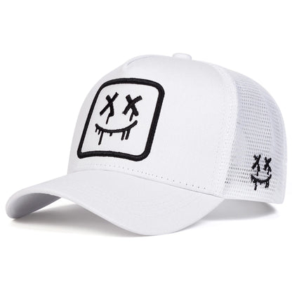 Unisex XX Smiling Face Embroidery Baseball Net Caps Spring Summer