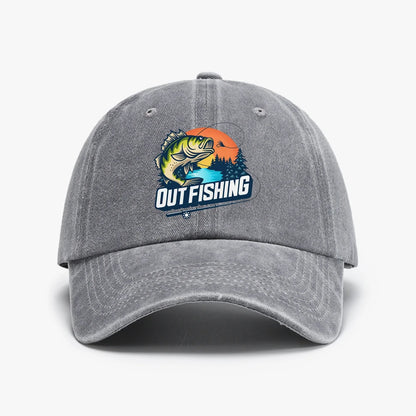 Out Fishing Washed Cotton Baseball Cap