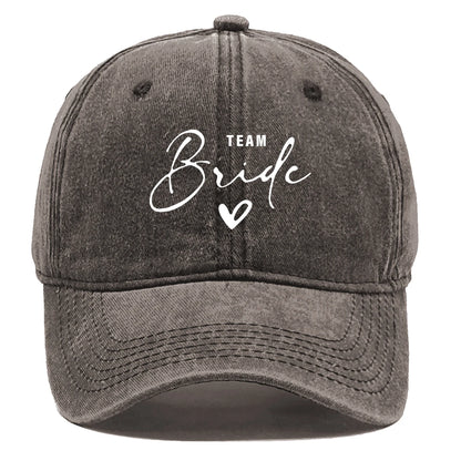 Washed Distressed Snapback Text Team Bride Printed Baseball Hat