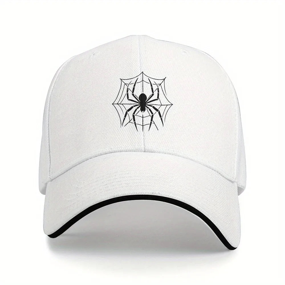 Spider Web Graphic Baseball Cap Black Polyester
