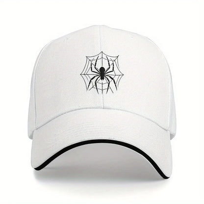 Spider Web Graphic Baseball Cap Black Polyester