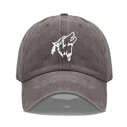 Wolf Embroidered Baseball Cap For Women Men