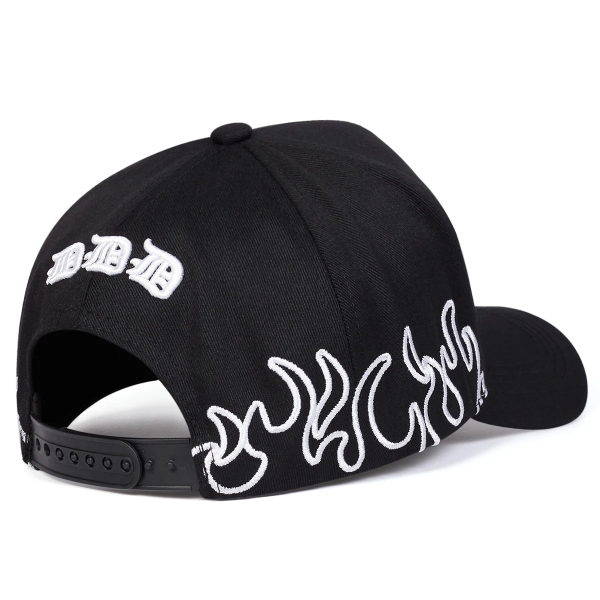 Unisex Gothic D Letter Flame Embroidery Baseball Caps Spring and Autumn Outdoor