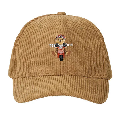 Corduroy Baseball Cap Men Teddy Bear Motorcycle