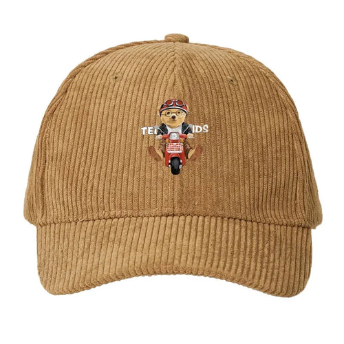 Corduroy Baseball Cap Men Teddy Bear Motorcycle