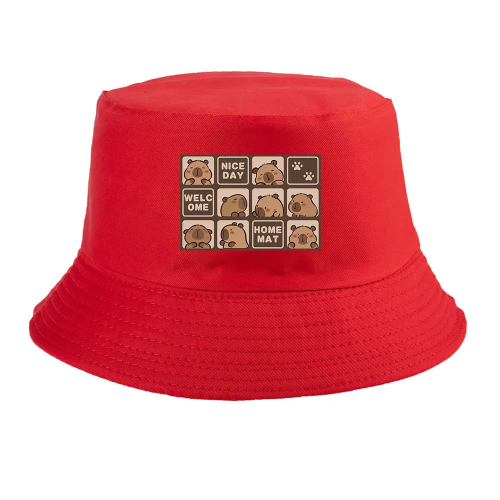 Summer Spring Ladies Cotton Korean Casual Outdoor Sunprotection Capybara Bucket Hat For Men Women