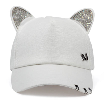 Unisex Cute Cat Ears M Label Baseball Caps