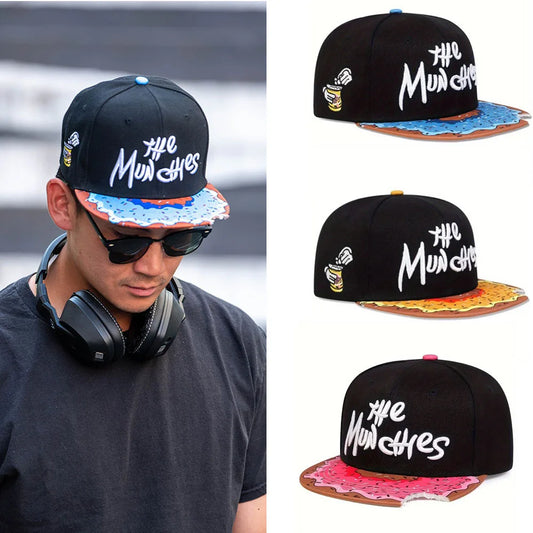 New Munchies Watermelon Donut Print Hat Embroidery Snapback Cap Men's Women's