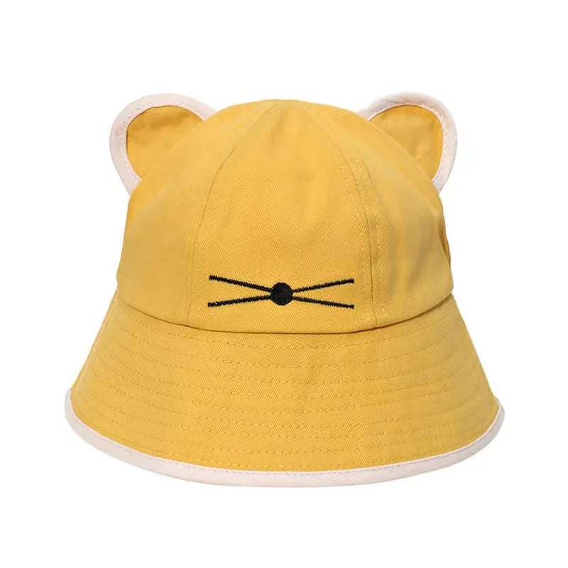 Korean Cartoon Cat Ears Women Bucket Hat