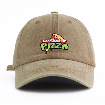PIZZA Print Washed Baseball Cap For Adults