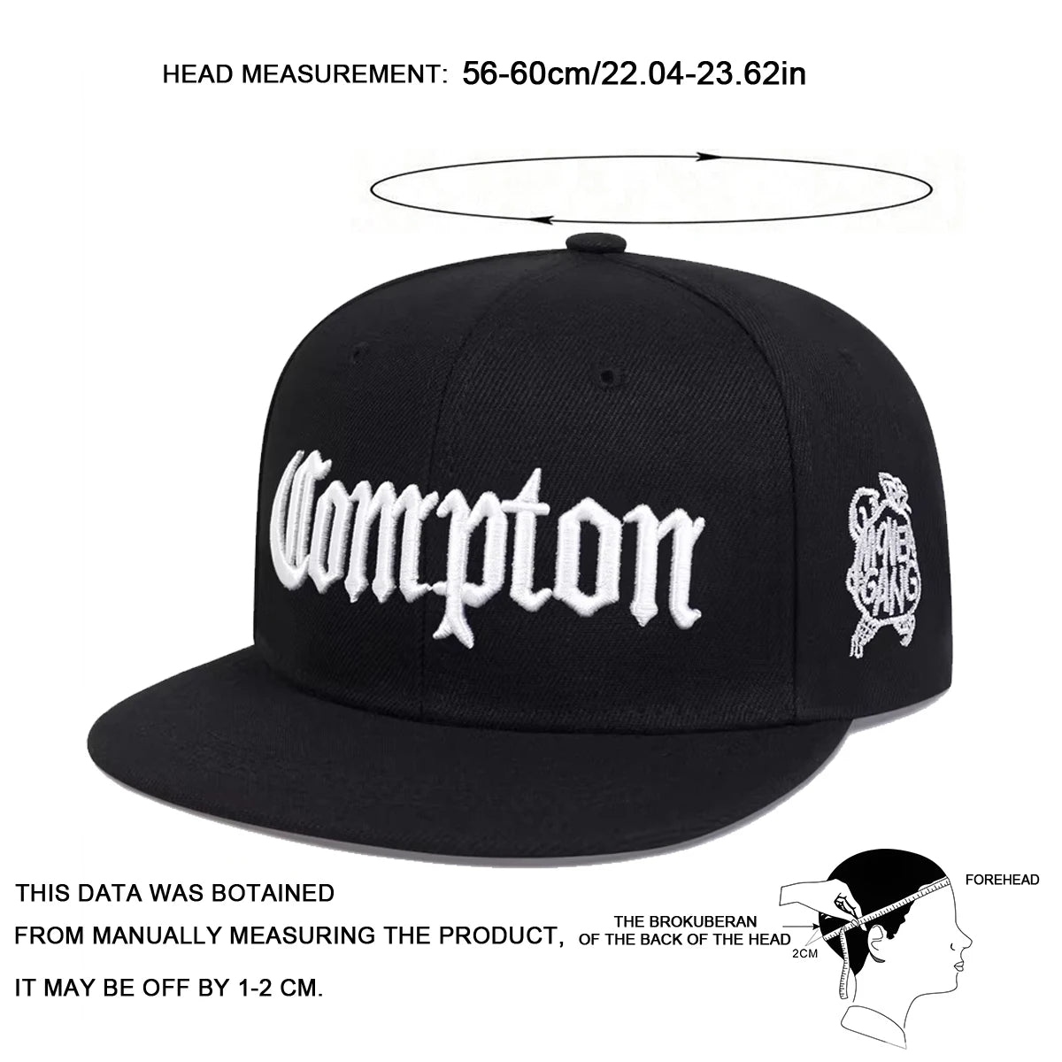 Unisex Compton Embroidery Baseball Hats Spring Autumn Outdoor