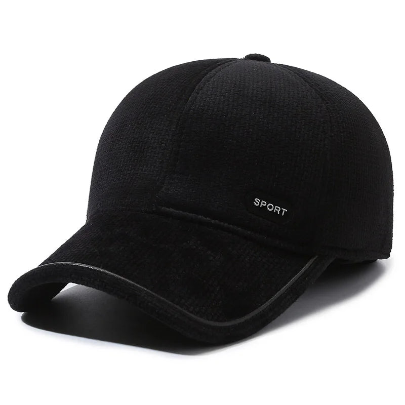 Warm Winter Baseball Cap with Ear Flaps For Men