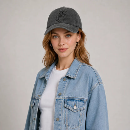 Playful Cat Line Art Graphic Baseball Cap