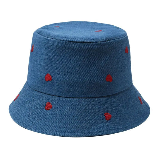 Summer Denim Bucket Hat UV Protection Wide Brim Sun Cap Panama Hat