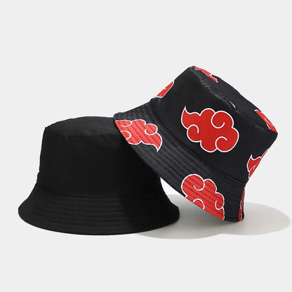 Rimiut Red Cloud Anime Cartoon Embroidery Bucket Hat Cotton