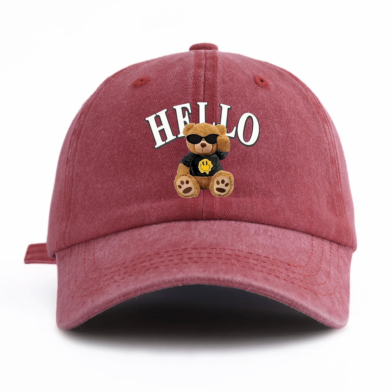 HELLOBEAR Print Washed Baseball Cap For Adults