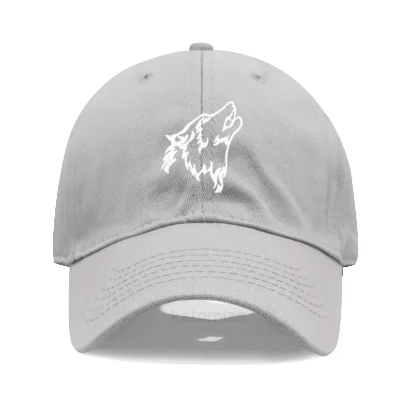 Wolf Embroidered Baseball Cap For Women Men