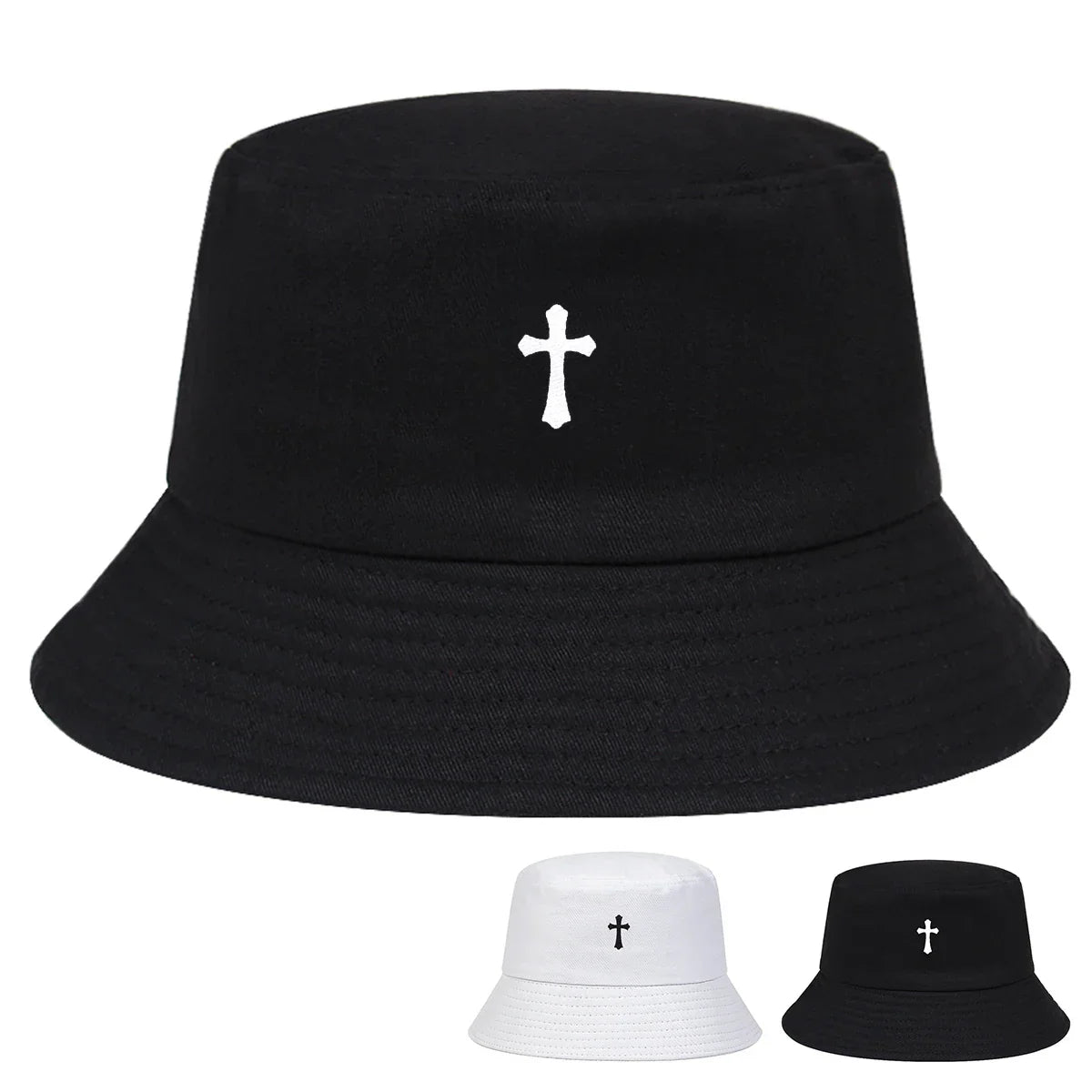 Unisex Cross Print Personality Bucket Hats