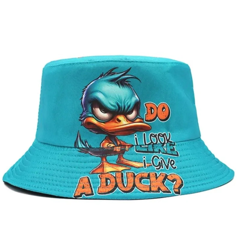Bucket Hat Cartoon Duck Print Pattern Fisherman Hats For Men Woman