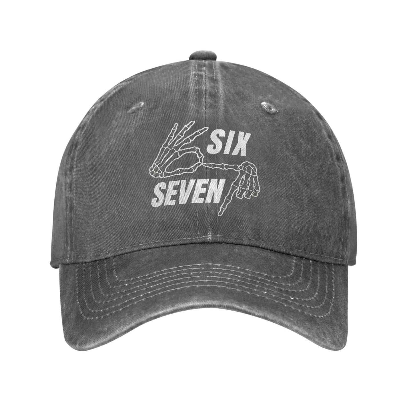 Unisex Six Seven 6 7 Meme Funny Skeleton Hands Printed Hats Baseball Cap