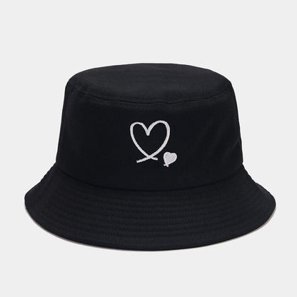 Men And Women's Bucket Hat with Heart Embroidery Bucket Hats Fisherman Caps